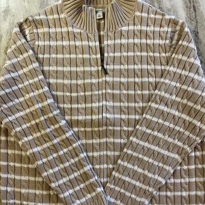 L.L. Bean women’s cable knit sweater size 2X. NWOT. 100% Cotton. Tan/white.